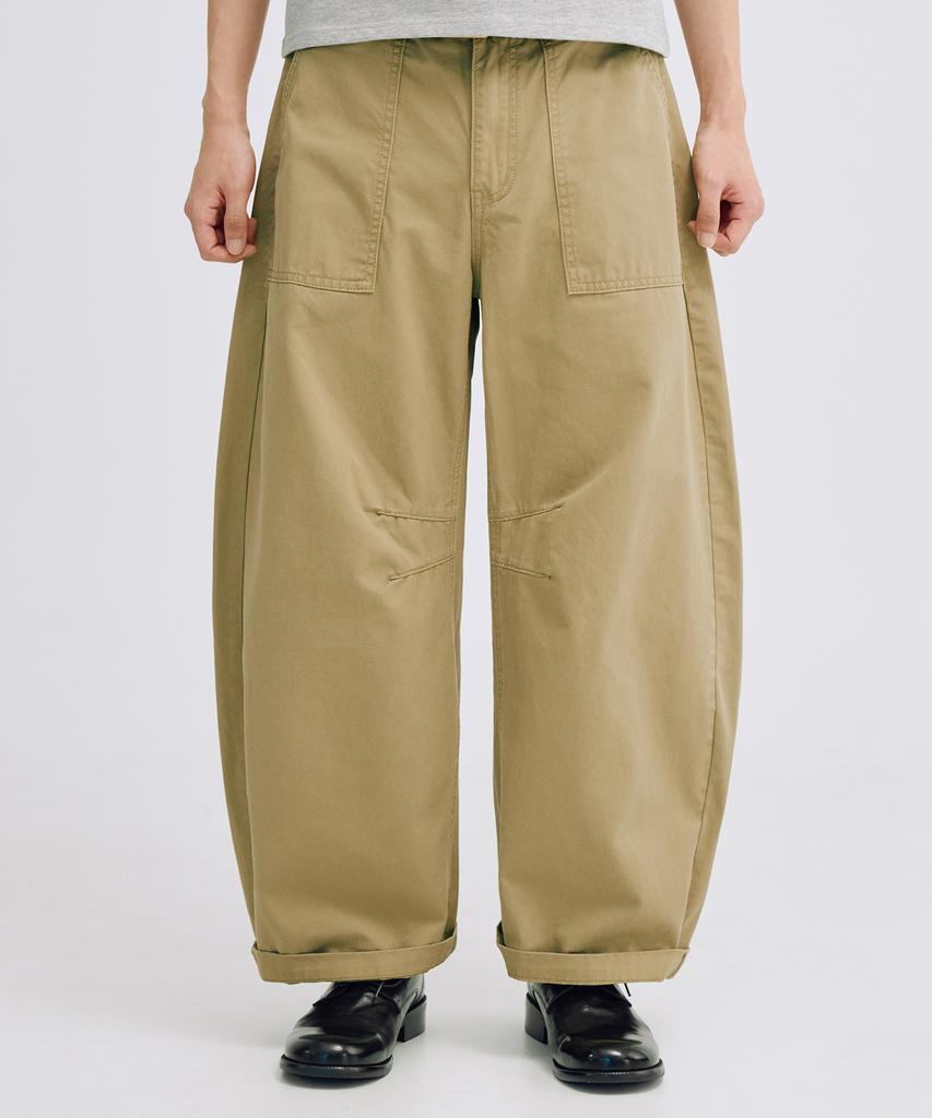 TAKEASY Fatigue Barrel Cotton Pants (Beige)