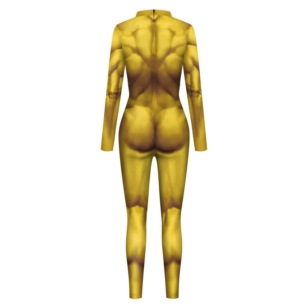 sexy wet suit Women Sexy stripe Jumpsuit Xmas 3D Print Pattern Bodysuit Zentai Suit –  jetechband main image 1