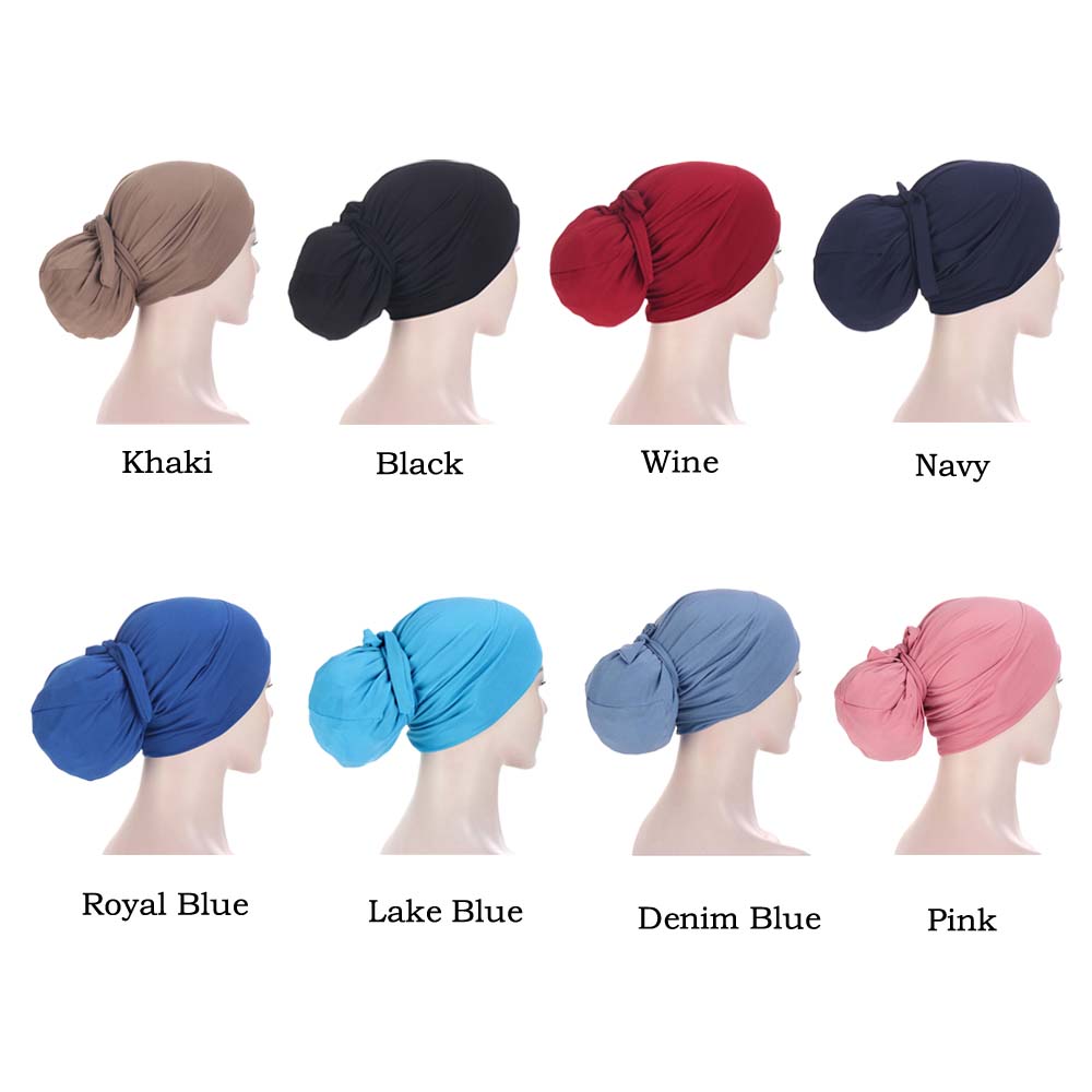 Muslim Hijabs Women Beanies Skullies Knot Bonnet Turban Hair Loss Hat Chemo Cancer Bandanas Arab Islamic Headwrap Headscarf New