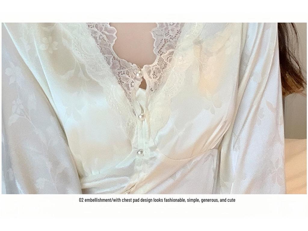 2025 Women's Ice Silk Butterfly Pajamas: Long Sleeve, Chest Pad, Spring/Autumn