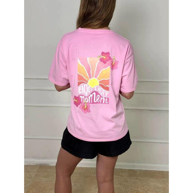 New Printed T-shirt Western Style New Fashion Casual Loose round Neck Print Short sleeve T-shirt Top