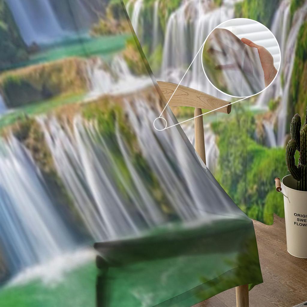 Waterfall Landscape Sheer Curtains For Living Room Window Transparent Voile Tulle Curtain Bedroom Drapes Home Decor