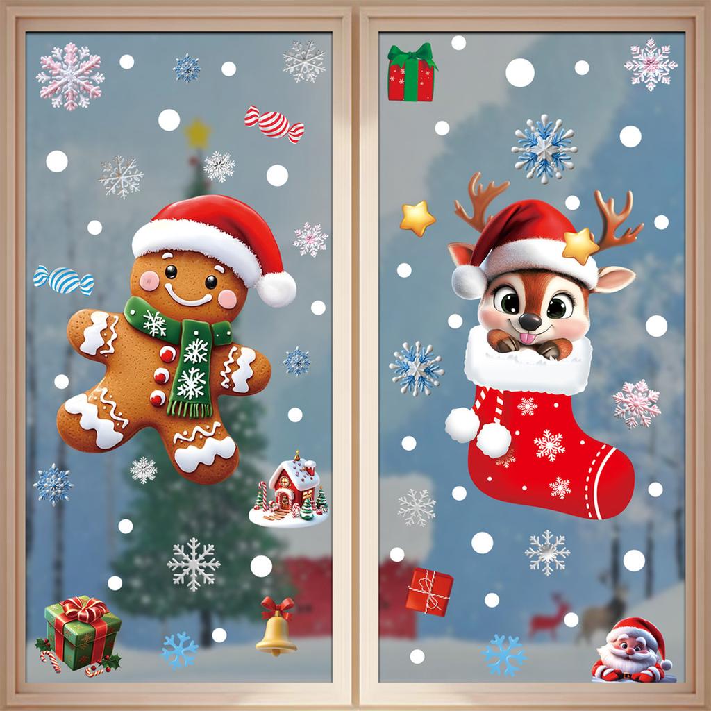 Christmas Window Stickers Set, Static Cling Glass Décor for Home