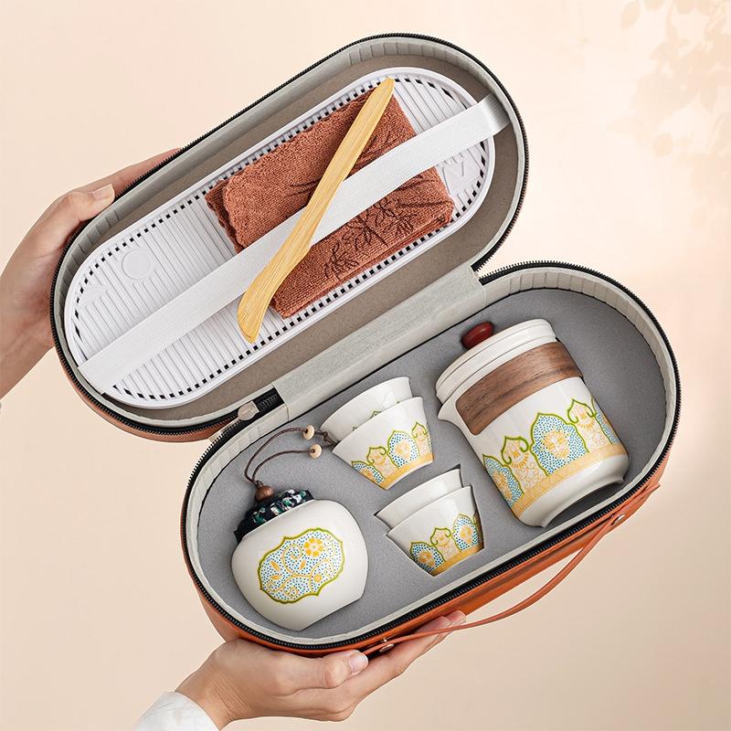 Portable Travel Kung Fu Tea Set Creative Ceramic Quick Tea Set Chinese Office Teapot And Cup Set Light Luxury Friend Gifts