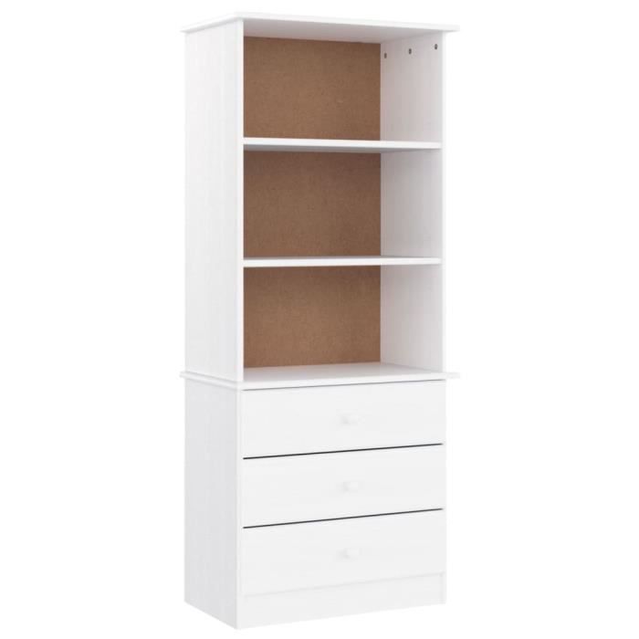 VidaXL Bibliothèque et tiroirs ALTA blanc 60x35x142 cm bois massif pin 353952