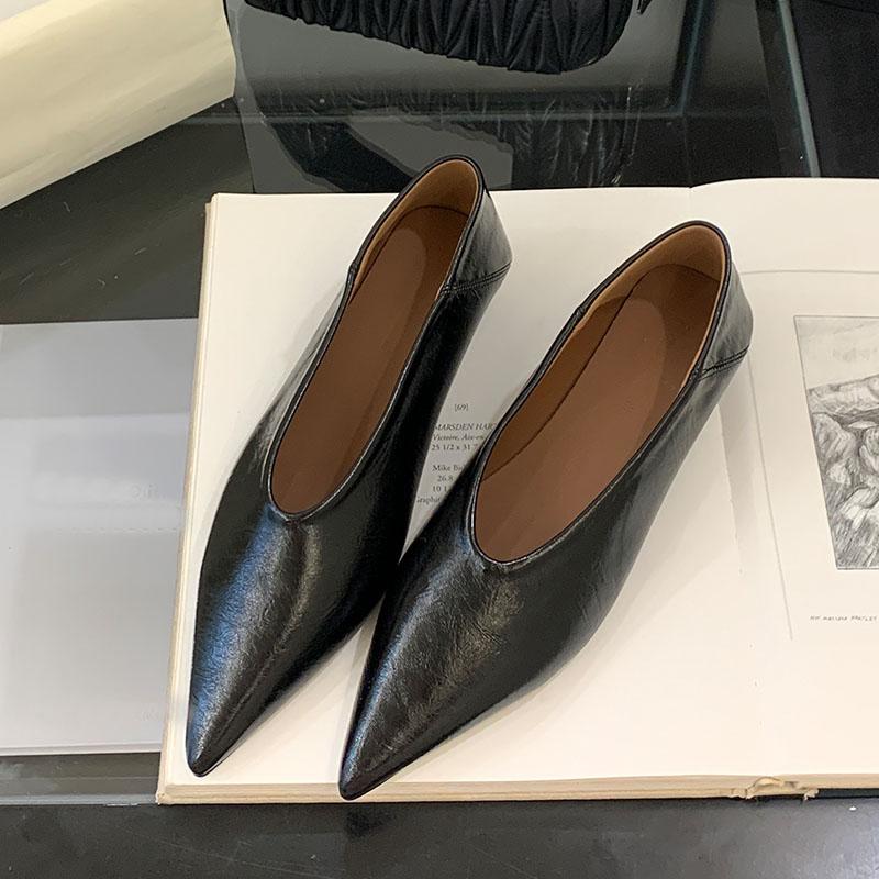 

Мода 2025 Новая обувь Неглубокие женские балетки Обувь слипоны Мягкая женская повседневная мода Острый носок Женские балетки С обувью Весна Осень 35 чёрный