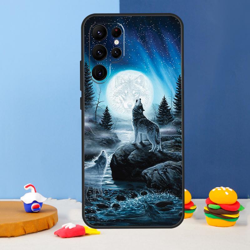 Animal Wolf Galaxy Phone Case For Samsung Galaxy S24 S25 Ultra S9 S10 S20 S22 S21 S23 Plus S24 FE Cover Coque