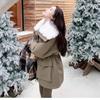 Lamb Wool Lapel Horn Button Workwear Cotton Coat Women's Mid-length Winter New Thickened Parka Cotton Coat
