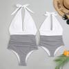 Tight Swimsuit Women One Piece Sexy Gradient Halter Neck Backless Swimwear Women Fashion Beach Vacation Elegant Swimwear
