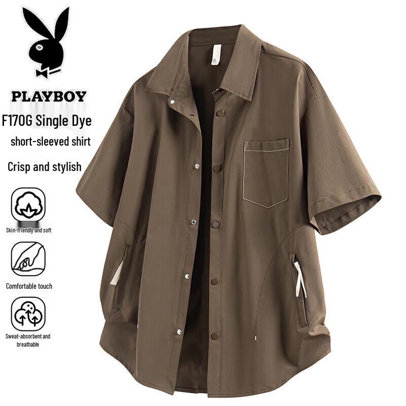 PLAYBOY Men s Summer Loose Fit Short Sleeve Shirt 3XL