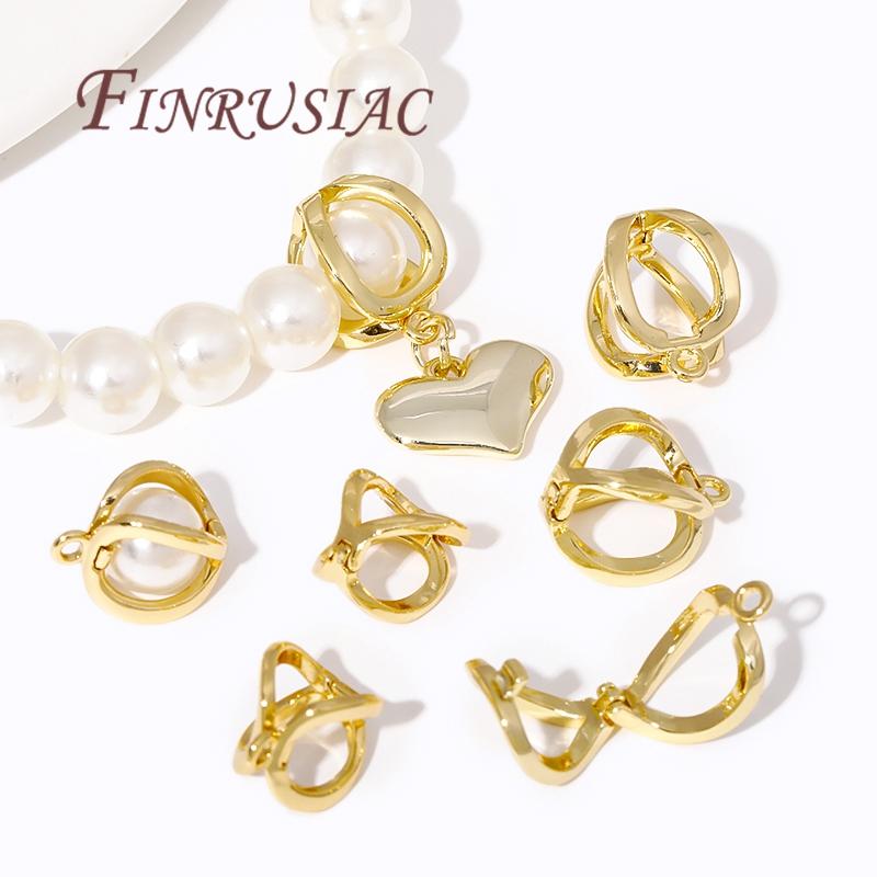 18K Real Gold Plated Pearl Enhancer Clips Pendant Bail Connector Clasps Fittings For DIY Necklace Bracelet Jewelry Making