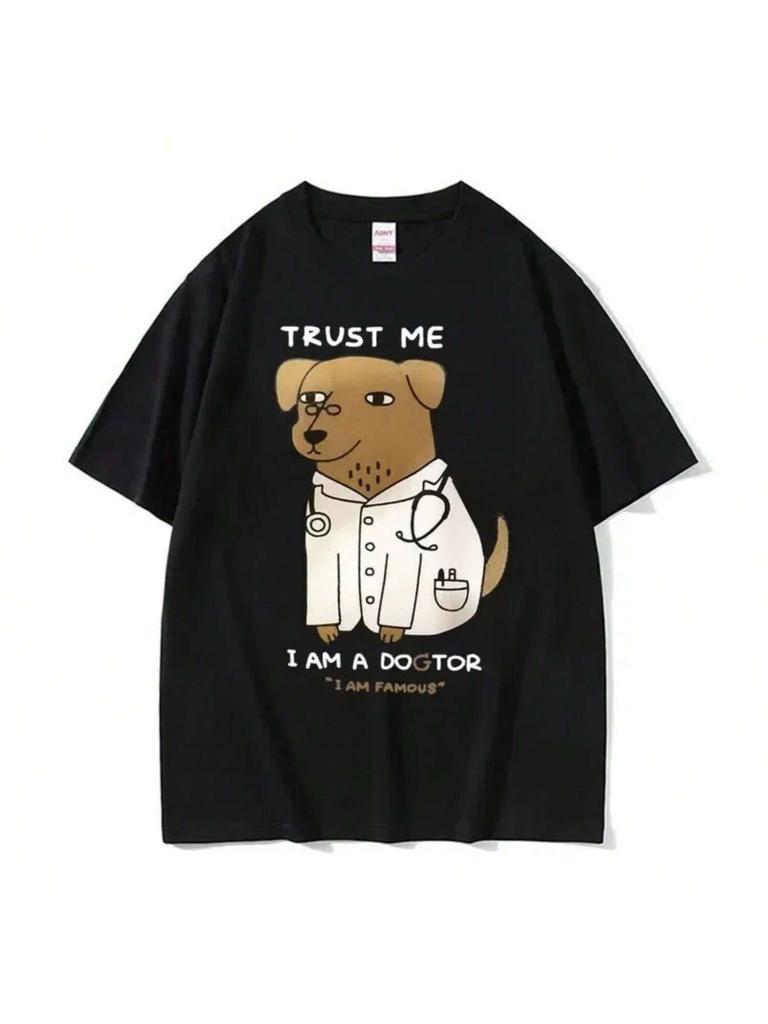 Trust Me I Am A Dogtor Meme T-Shirt Funny Dog Doctor Humor Graphic T-Shirts Wo'unisex Vintage T Shirt Wo'unisex Clothes