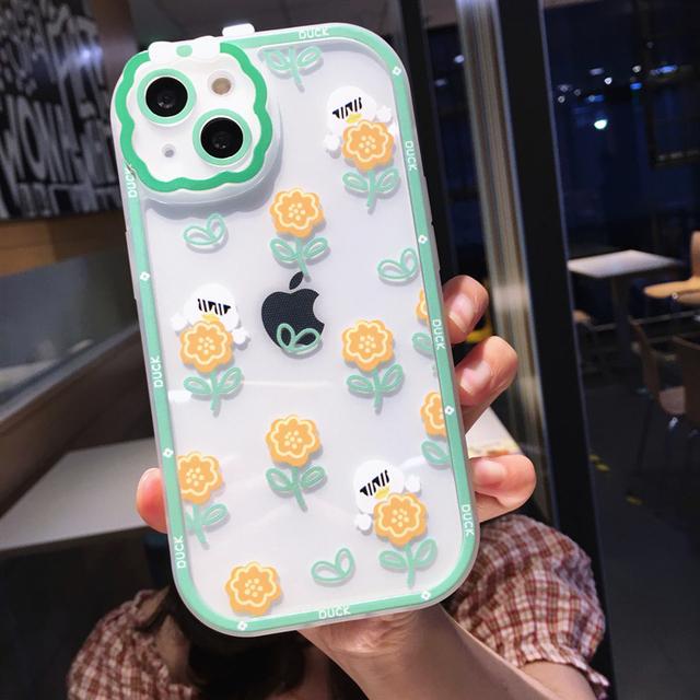 Cute Cartoon Flower Fruit Phone Case For Iphone 14 13 11 12 Pro Max Xs Max Xr X Xs 14pro Clear Shockproof Bumper Soft Back Cover