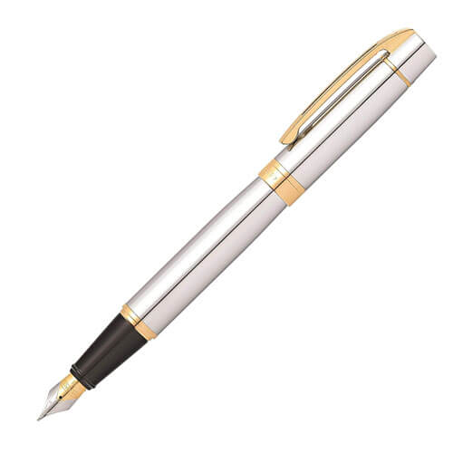 Sheaffer Sheaffer 300 Chrome Cap Fine Fountain Pen w/ Gold Trim