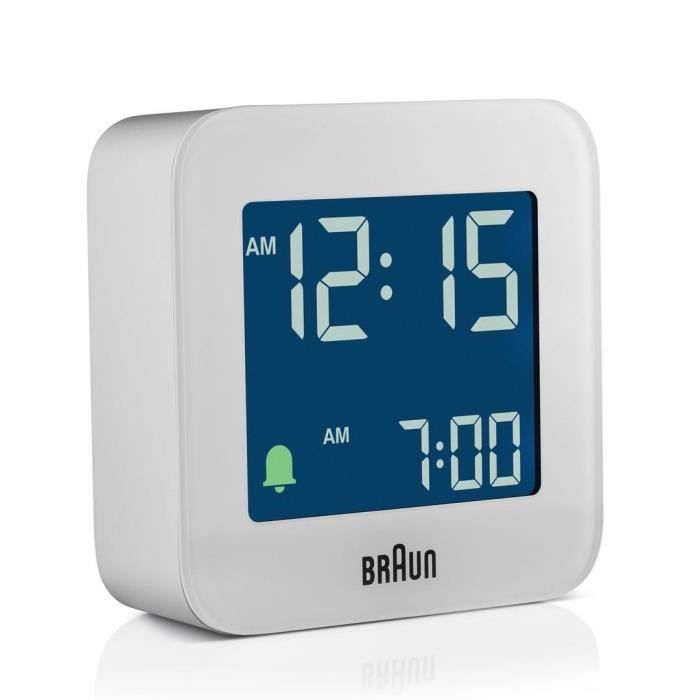 Réveil numérique - braun - bc 08 w-dcf - carré - blanc - fonction snooze