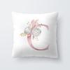 Pink Letter Decorative Floral Pillow Gold Alphabet Cushion for Sofa Polyester Pillowcase Decoration Salon