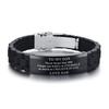 Para Meu Filho Coragem da Mamãe PAPAI Pulseiras Homem Masculino Menino Aço Inoxidável Silicone Preto Esportes Amor Familiar pulseira Ajustável