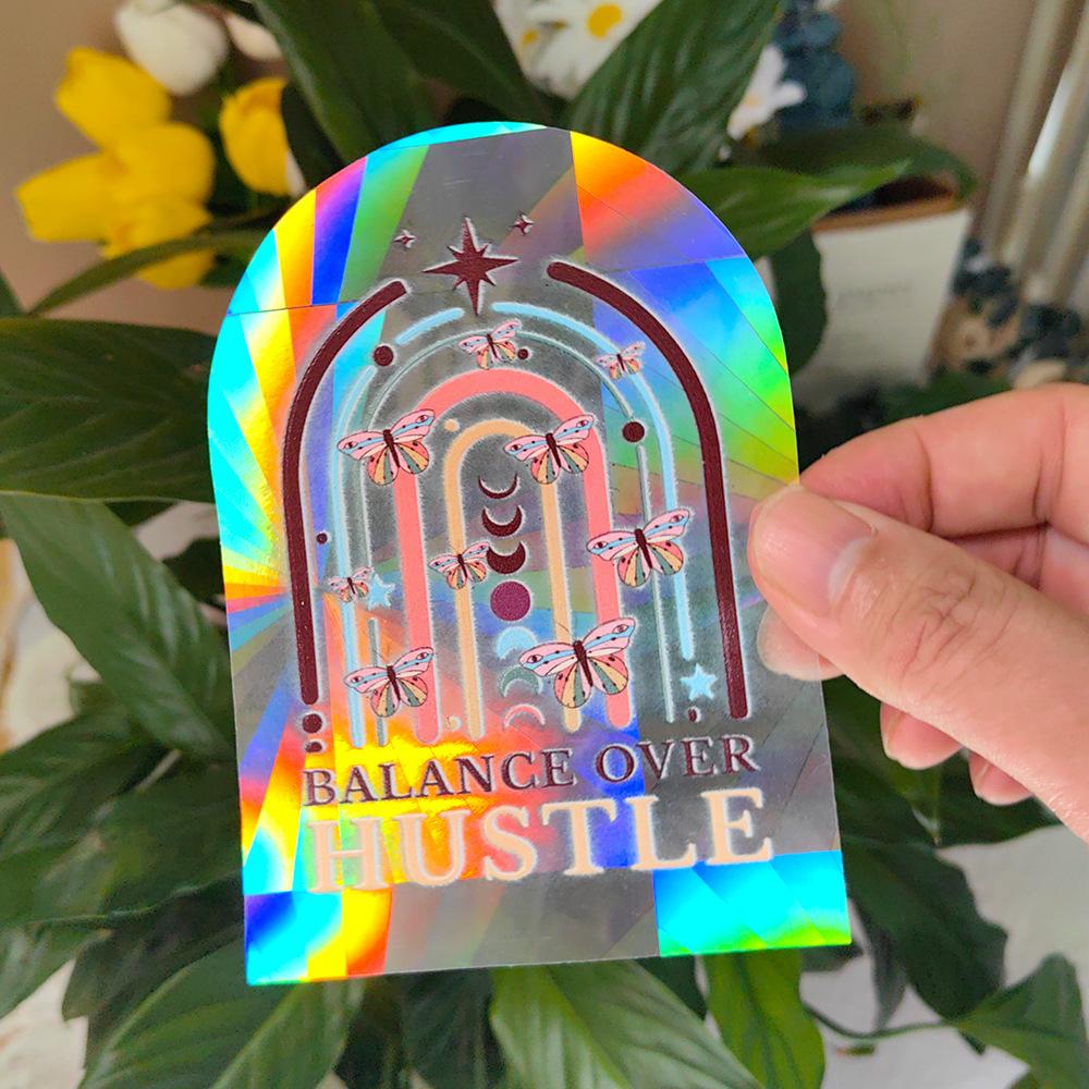 

SC045-068 Window Decals for Bird Strikes Prismatic Sun Catcher PVC Rainbow Glass Stickers to Save Birds from Glass Collisions