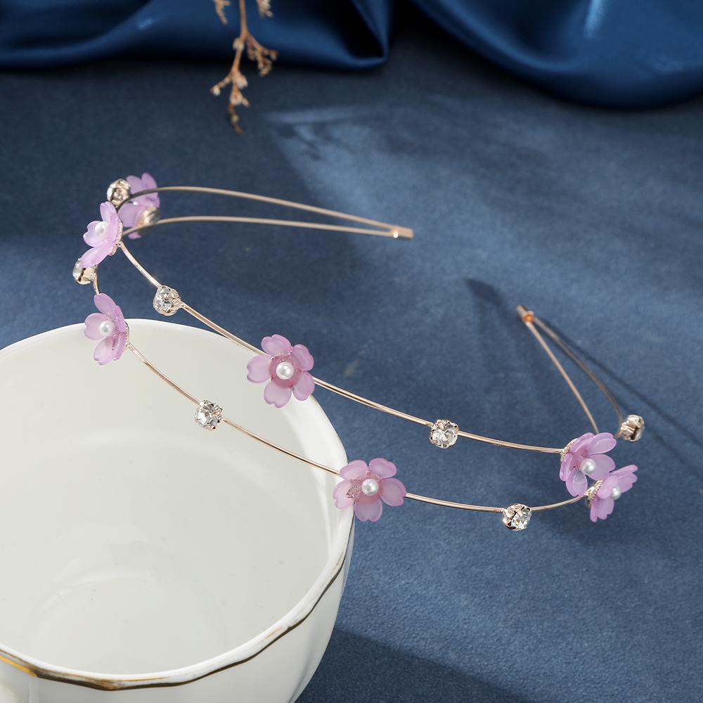

AWAYTR Sweet Hair Hoop Headband Sport Wavy Headband Flower Hairband Crystal Headbands Women Gold Alloy Girls Hair Accessories