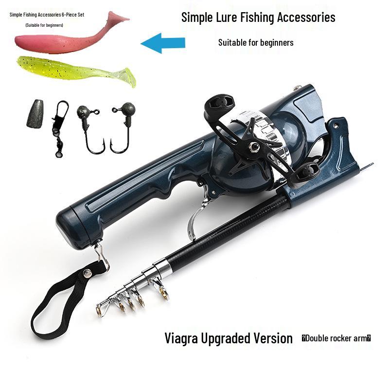 "Diaodele Folding Fishing Rod with Double Rocker, Line Casting, Upgraded Portable Sea Rod for Fish Lure Wheel Integration"
