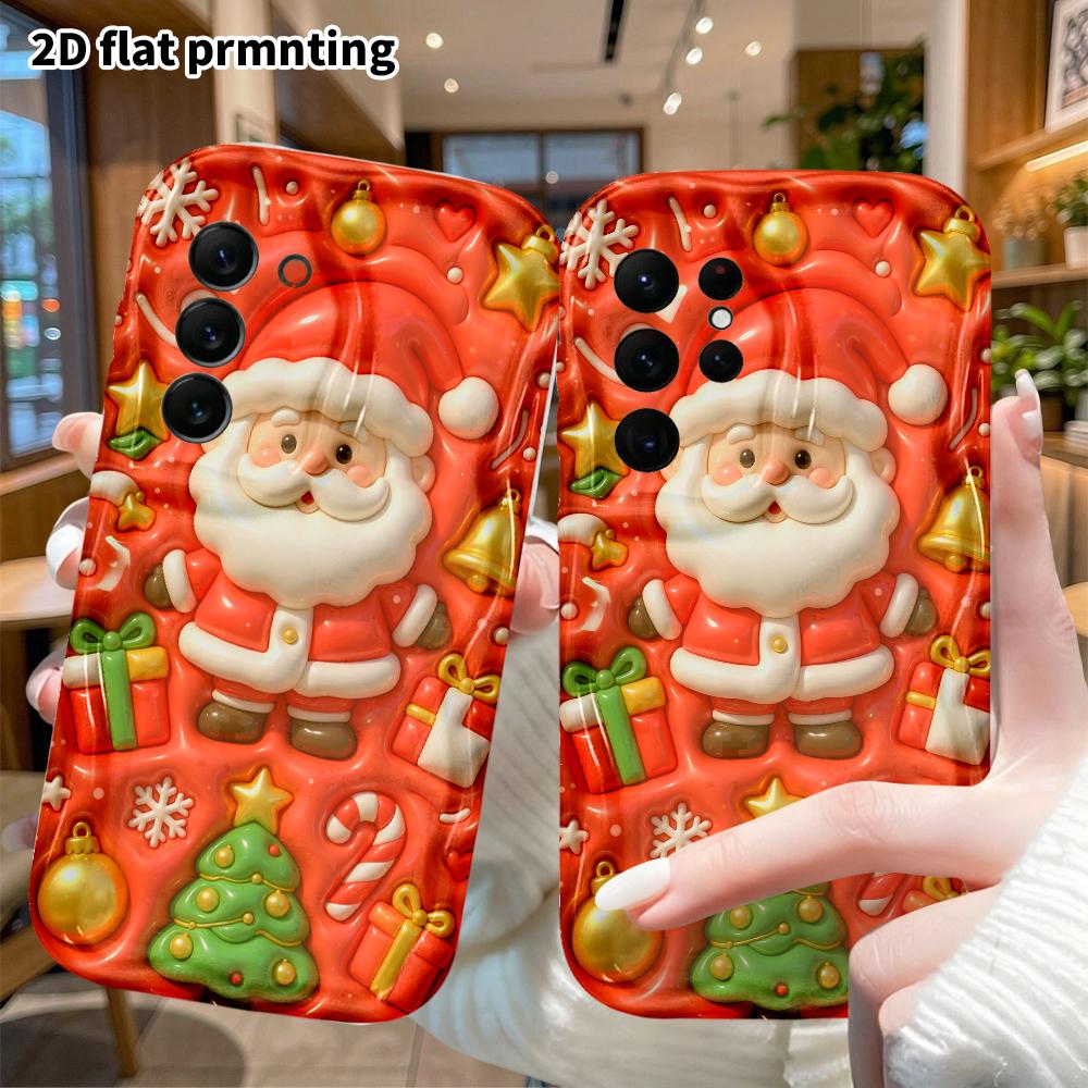 Phone case: 2D flat, suitable for Samsung Galaxy A34 A35 M05 M06 S20 S22 S21 FE Plus 5G protective case, Santa Claus, Christmas and Halloween, perfect