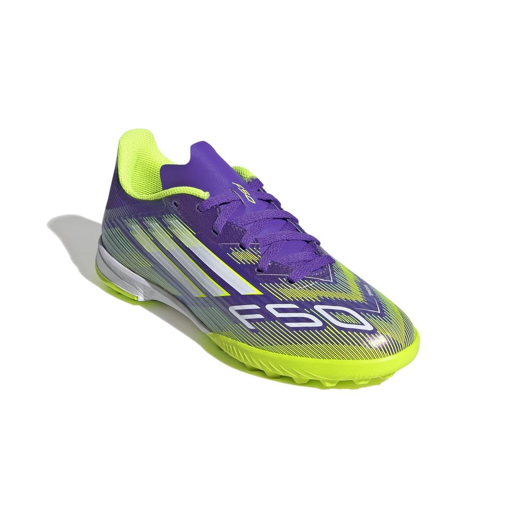 Junior Futsal Shoes F50 LEAGUE TF for Boys and Girls NIL82 Purple Lemon Cm [Adidas] 17-24.5cm Rush/Footwear White/Lucid (JI0000) 22.0