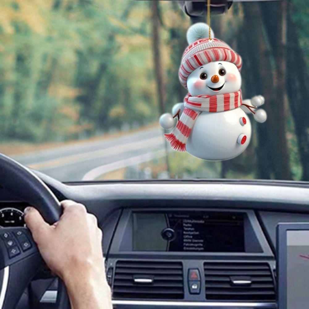 5pcs/set Acrylic Christmas Tree Pendants 2D Xmas Rearview Mirrors Pendant Xmas