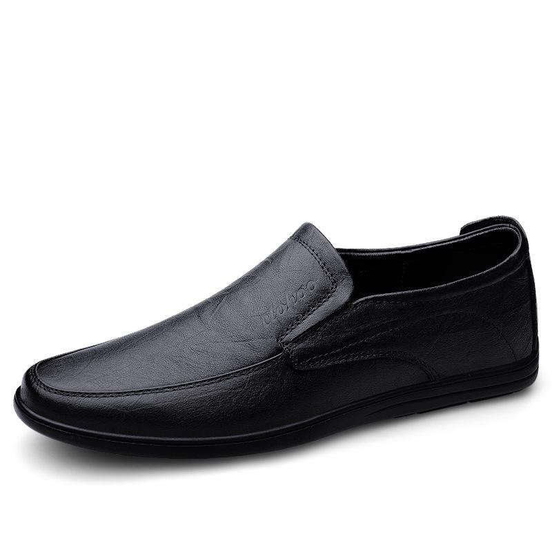 Large size casual leather shoes men's one-pedal lazy shoes flat shoes four-season single shoes cowhide men's shoes