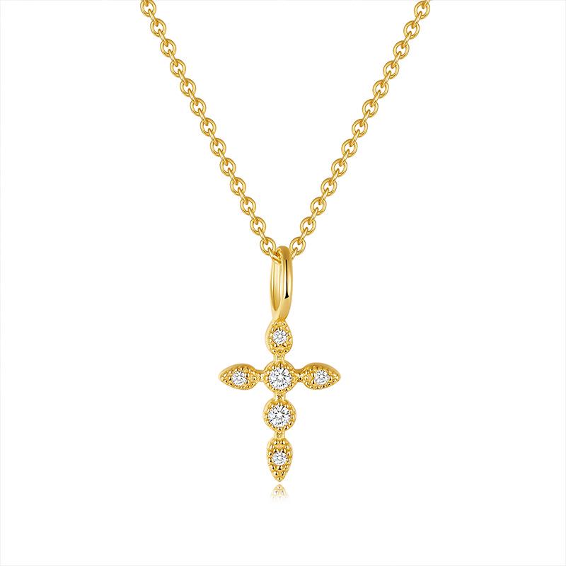 S925 Sterling Silver Rhinestone Cross Clavicle Necklace - European & American Style Luxury for Women