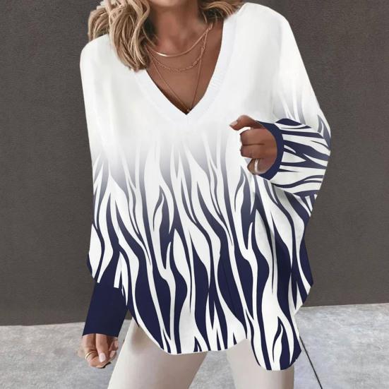 

Женский весенне-осенний топ с v-образным вырезом, свободный пуловер в полоску с кошачьим сердцем и длинным рукавом, женская футболка с неровным подолом, блузка