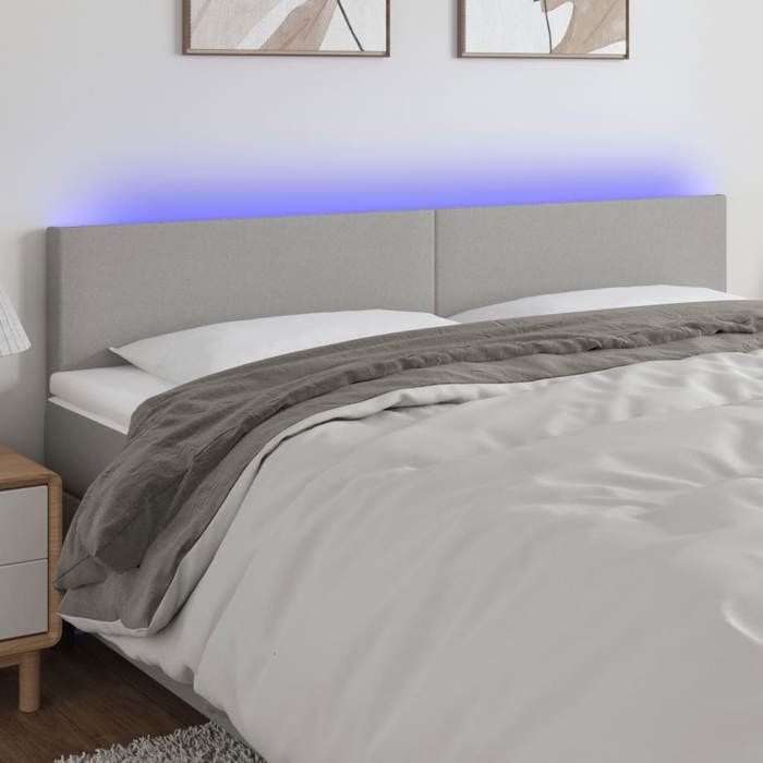 VidaXL LED Headboard Bedroom Furniture Double Bed Accessory Head of Bed Frame Interior Light Grey 3121338