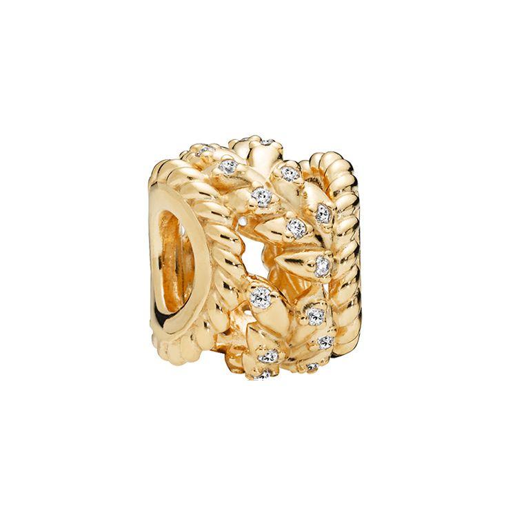 Pandora Shine Glittering Grain Swirl Charm Unisex Charm 767597CZ Gold