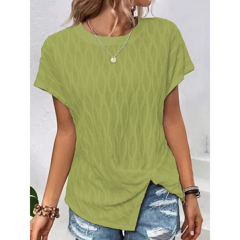 

Summer Casual Loose Pure Color Round Neck Batwing Sleeve Women’s T-shirts 3XL светло-зеленый