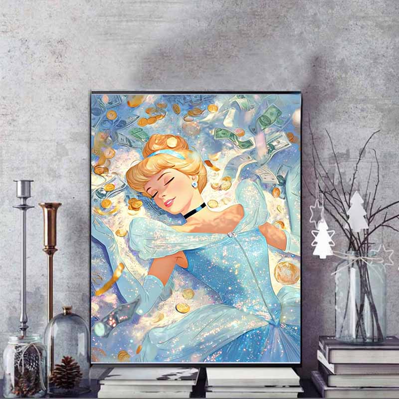 Disney 5D DIY Diamond Painting Cinderella Cinderella Wealth Theme Illustration Embroidery Mosaic Cross Stitch Home Decor Gift Crafts