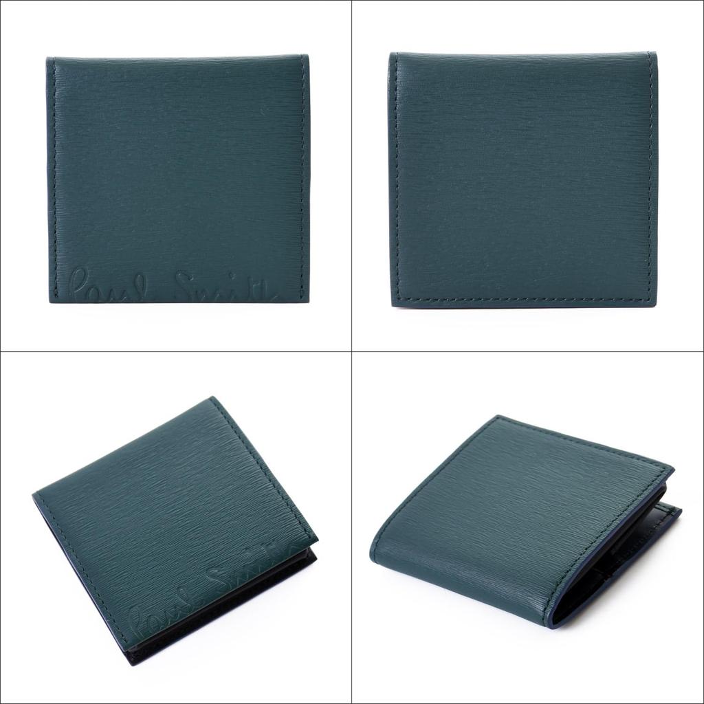 Paul Smith Men's Wallet with Cropped Logo, Coin Purse, and Leather Coin Case (553408 P047) - Personalized, Dark Green (No Engraving)