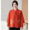 Autumn and winter cardigan middle-aged mother autumn knitted sweater new embroidered real two-piece coat women