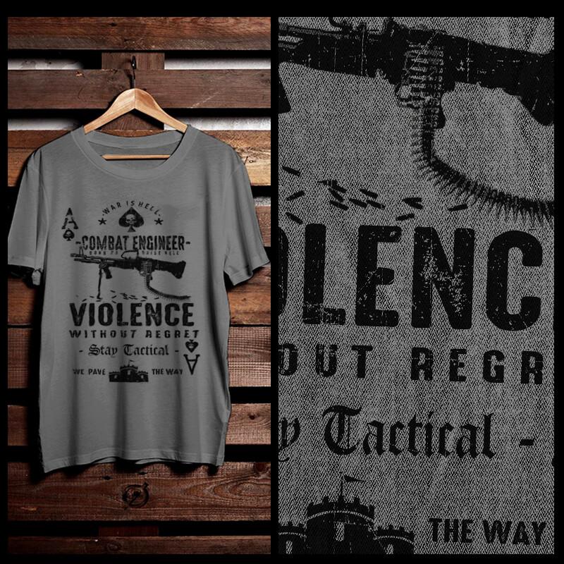 

Combat Engineer T-shirt Army Sapper Breacher pave the way Violence no regret tee 4XL