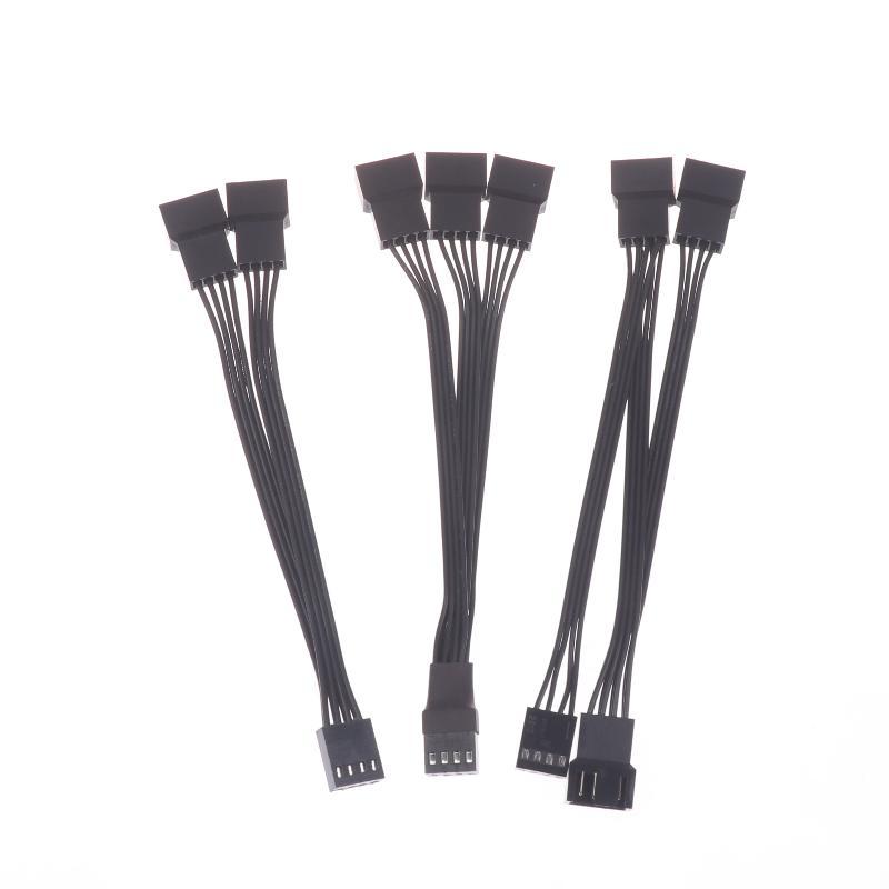 4Pin PWM Fan Splitter Extension Cable 1 To 2 3 Ways Black Sleeved for Desktop Workstation Cooling