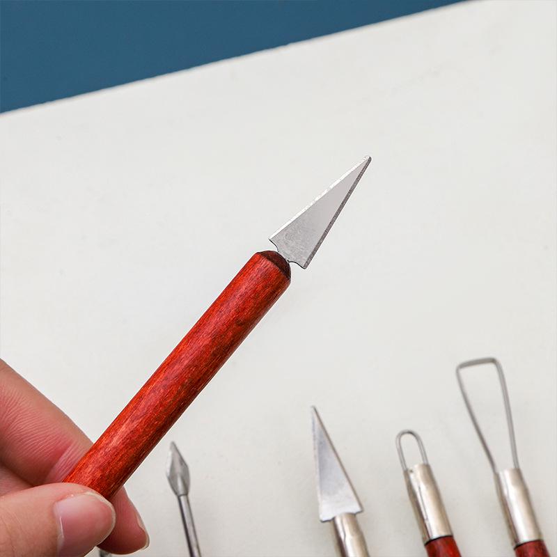 Six-Piece Rosewood Pottery Polymer Clay Shaping Tool Set - Fingerprint-Free
