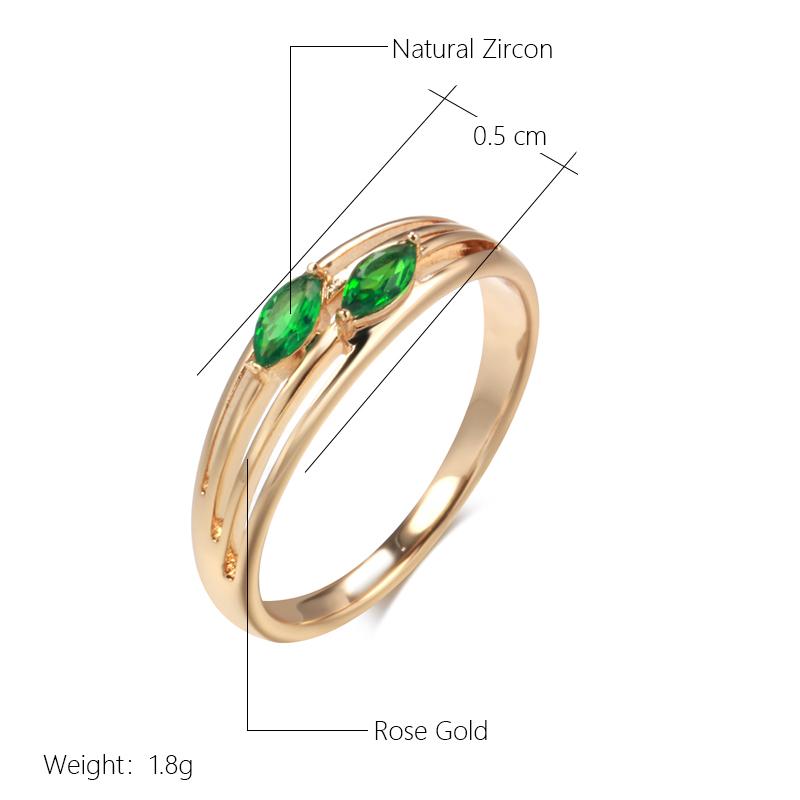 Kinel Shiny Green Zircon Leaf Rings For Women Trendy Luksus Smykker