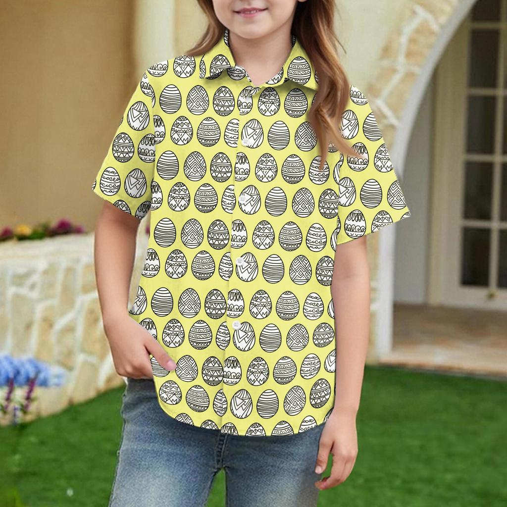 Summer Girls' Short Sleeve Blouse School Uniform Button-Up Shirt Kids Summer School Uniform Button Down Shirt