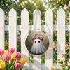 Durable Acrylic Halloween Suncatcher Jigsaw Puzzle Set, Spooky Ghost Floral Meadow Window Hanging Ornament with Metal Porch Decoration Frame & Chain,