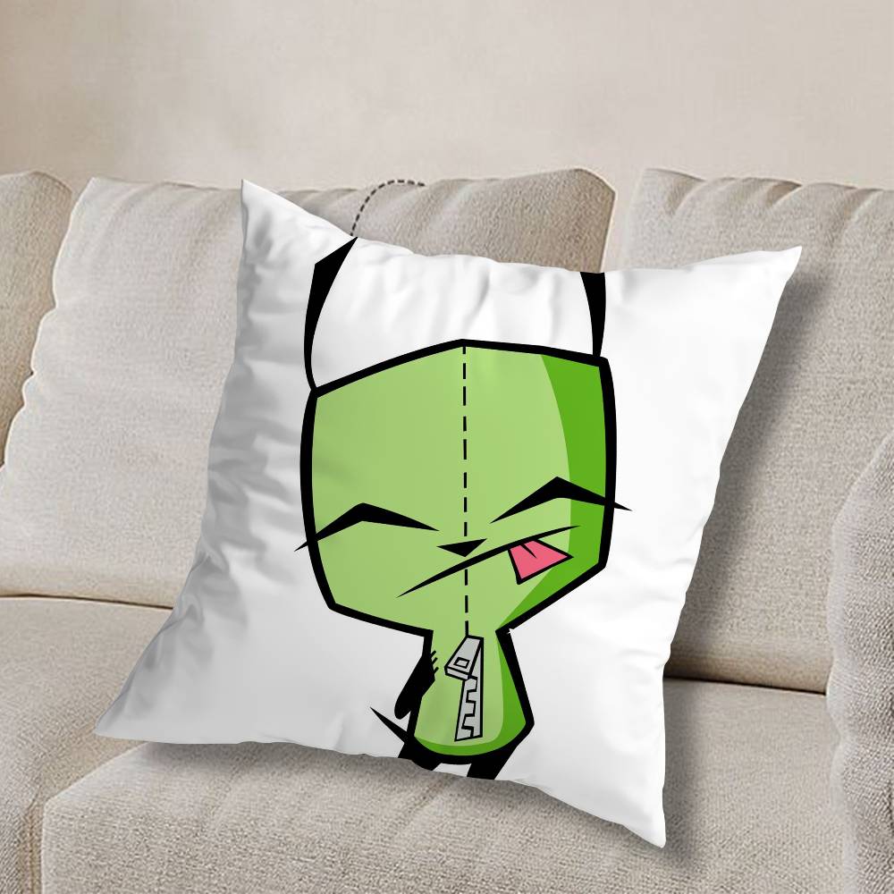 cool Invader Zim Gir I love Pillow Case Square Double-Sided Printing Short Plush Sofa Cushion Cover Bedroom Bedside Pillow