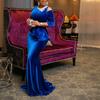 Spring and Summer New European and American Golden Velvet Embroidered Dress Slim-fit Off-the-shoulder Fishtail Drag Slim-fit Fashion Dress