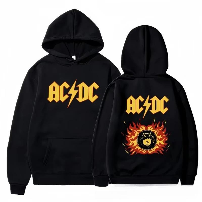 Autumn and Winter Men's Hooded Sweatshirt ACDC Pattern Brand Hooded Sweatshirt Y2K Clothing Fashion Casual Long Sleeved Pullover