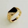 18k Gold Plated Square Black Onyx Zircon Ring Classic Fashion Men Jewelry