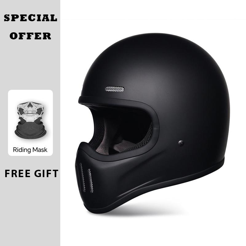 TT&COCASCOS Retro Fiberglass Full Face Helmets for Motorcycle Cafe Racer Moto Scooter Racing Fiber Glass Helmet Japanese Style