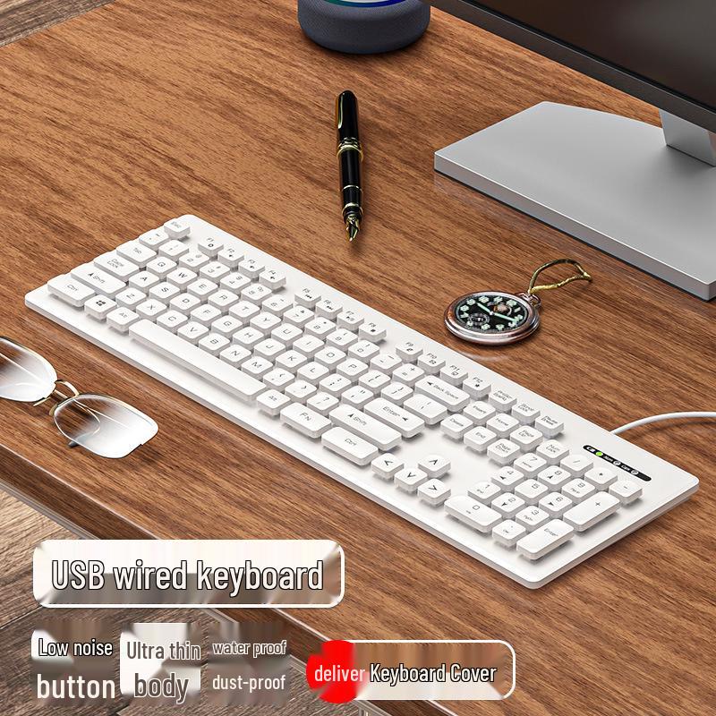 

Chic Chocolate Wireless/Wired Keyboard & Mouse Set - Silent, Cute for Office or Home Use, Ideal for Girls