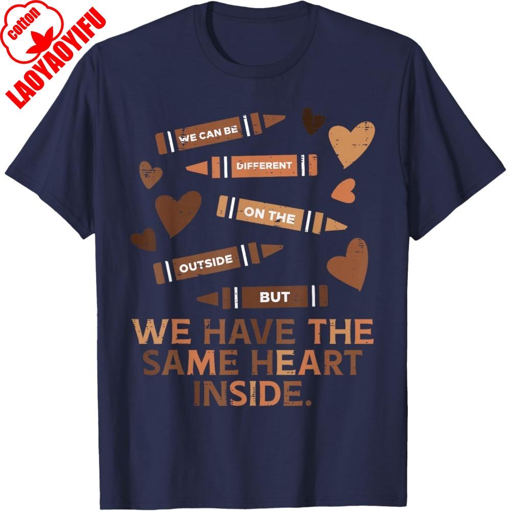 Same Heart Black History Month African American Men TShirt Shortsleeve Tops Creative Tees Oversized Clothes Harajuku Tops