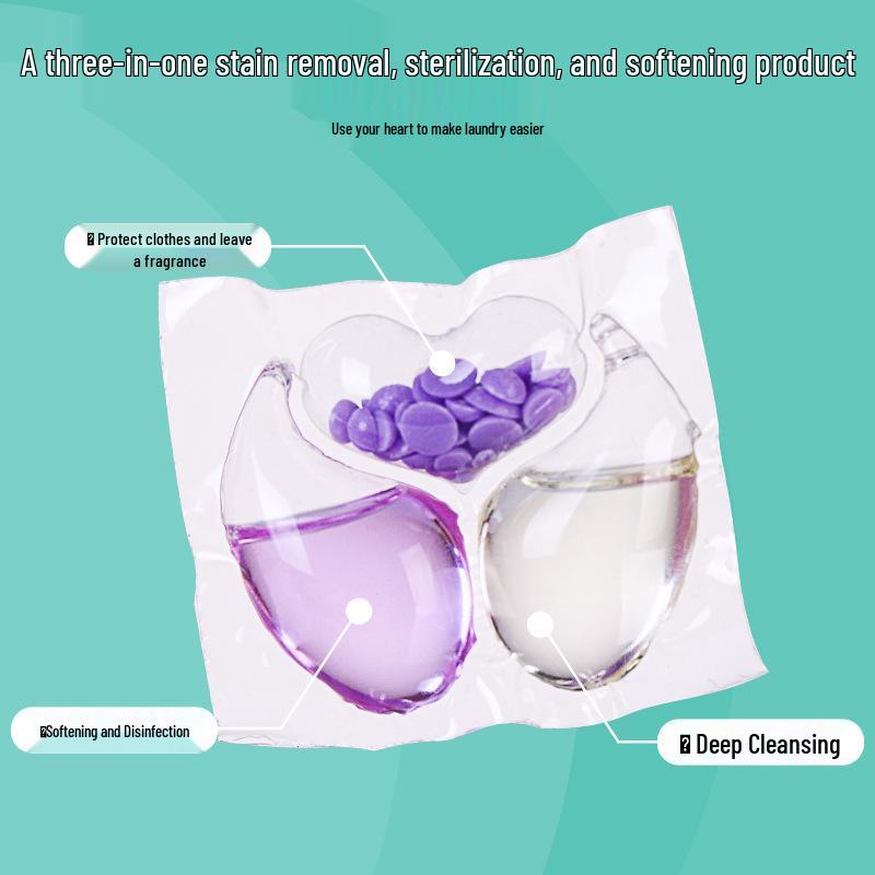 3-in-1 Laundry Detergent Sachet with Durable Fragrance Beads, Sample Size in Divided Bottle
